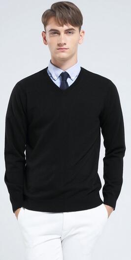 温暖奢华系列/保暖/100%羊毛/黑色/净色/长袖毛衫