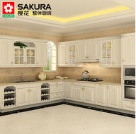 樱花(SAKURA)定制欧式田园橱柜爱丽舍玻璃柜环保安全厨房装修