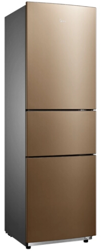 Midea/美的三門風冷冰箱215升節能省電鉑金凈味BCD-215WTME陽光米
