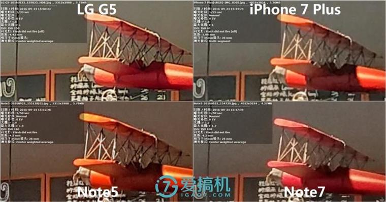 iPhone 7 Plus/Note7/Note5/G5拍照對比 誰最強？
