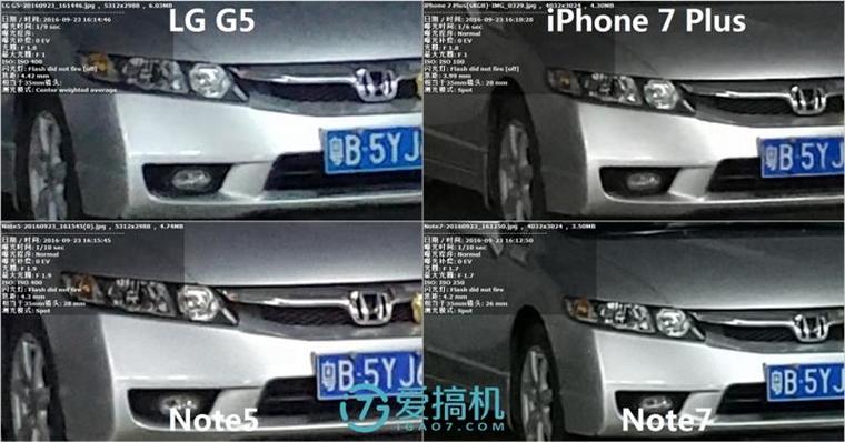 iPhone 7 Plus/Note7/Note5/G5拍照對比 誰最強？