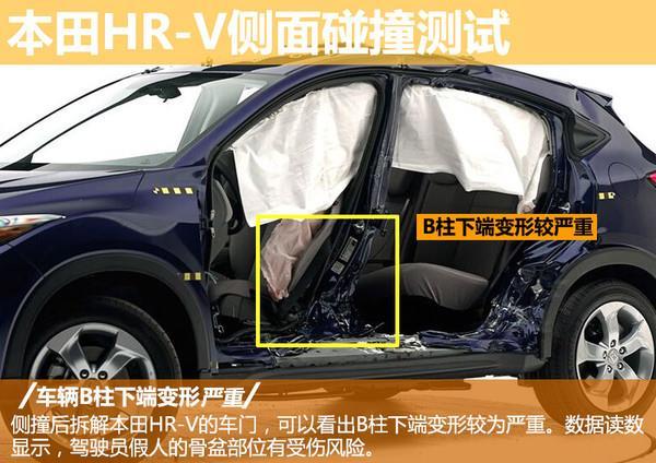 本田SUV繽致碰撞測試：側(cè)撞B柱直接斷 