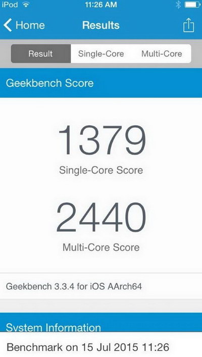 新iPod跑分出爐：A8處理器不敵iPhone 5S