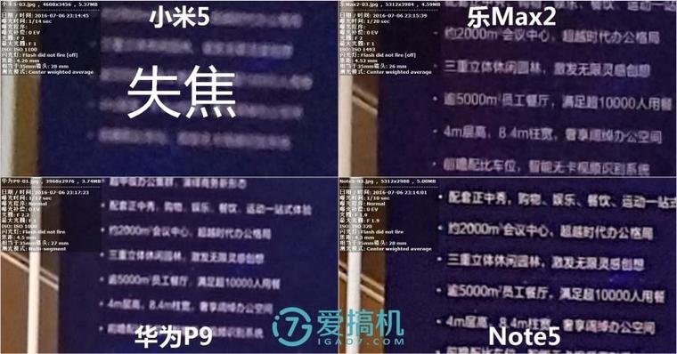 樂Max2/華為P9/小米5/Note5拍照橫評：差距真大！