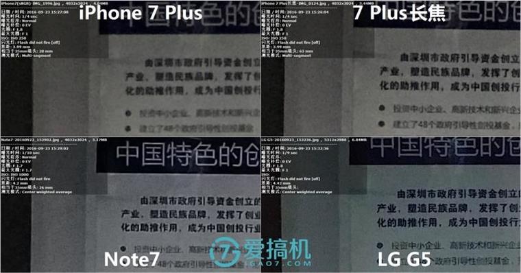 iPhone 7 Plus/Note7/Note5/G5拍照對比 誰最強？