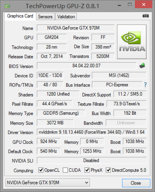 升至GTX 970M獨顯 游戲表現出色