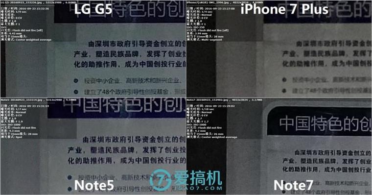 iPhone 7 Plus/Note7/Note5/G5拍照對比 誰最強？