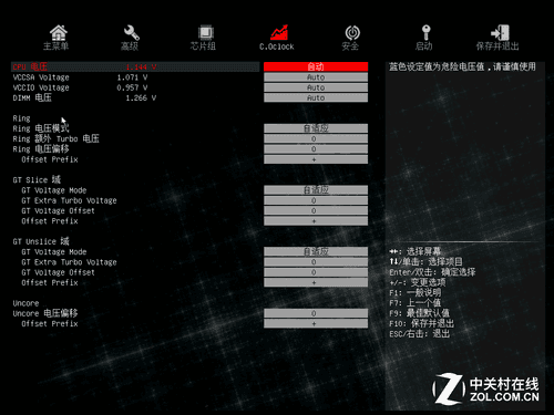 電壓設置界面