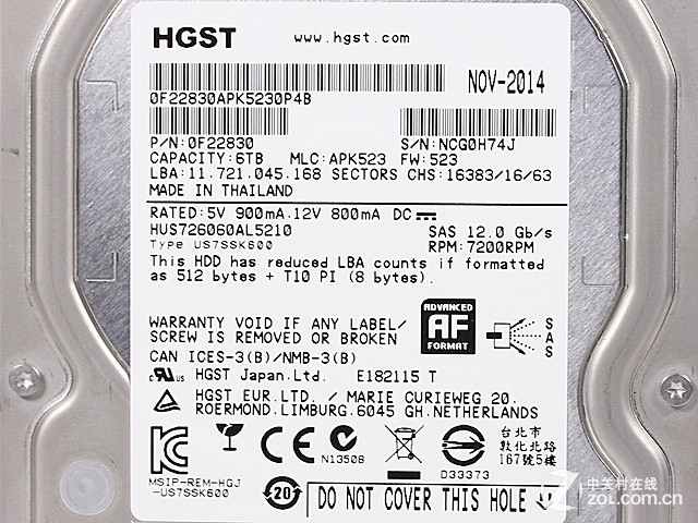 超越单碟1TB HGST 7K6000 6TB硬盘评测 