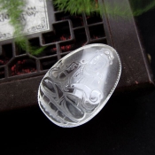 純天然白水晶生肖兔守護神文殊菩薩掛件