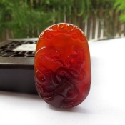 純天然巴西紅瑪瑙玉十二生肖蛇玉牌掛件/辟邪壓災化煞招財護身符/生肖玉墜紅玉髓/玉緣軒正品