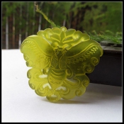 精致純天然岫玉冰透黃岫玉蝴蝶項墜掛件