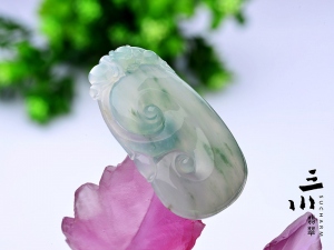 冰糯種飄花天然A貨翡翠如意吊墜