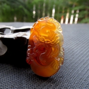 精美冰透巴西天然紅瑪瑙生肖龍吊墜/玉石十二生肖掛件/生肖龍飾品吉祥物項墜/玉緣軒正品