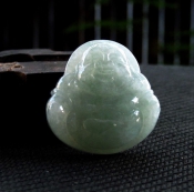 清瑩通透緬甸翡翠A貨冰糯淺綠笑佛