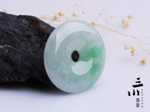 冰糯種飄翠天然A貨翡翠平安扣吊墜