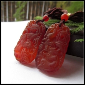 精美天然紅玉髓龍鳳情侶對玉佩/情侶龍鳳佩/玉石情侶飾品龍鳳對/玉緣軒正品