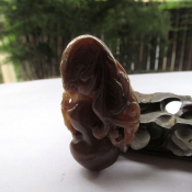 精品純天然和田玉滿糖福壽如意雕件