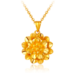 光沙花朵足金吊墜