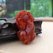精品A級天然紅瑪瑙冰透貔貅