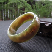 天然綠水草瑪瑙寬版玉手鐲
