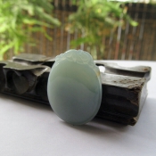 純天然緬甸翡翠a貨淺油青細潤靈獸送福吉祥吊墜
