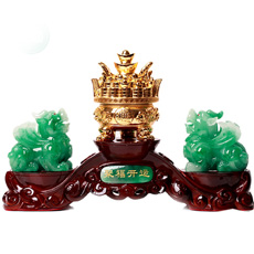 仿青玉樹脂擺件★貔貅聚財陣★聚福開運家財萬貫富貴長久