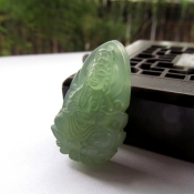 精美透水綠岫玉冰潤生肖牛虎本命佛虛空藏菩薩/開光屬牛屬虎者終身守護神/岫玉虛空藏菩薩掛墜/玉緣軒正品