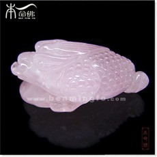 天然粉水晶金蟾小擺件小把件★三足金蟾家居工藝品裝飾品擺設★招財旺姻緣增情緣