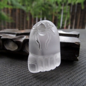 精美天然白晶知足常樂吊墜