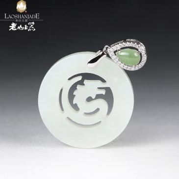 和田玉銀鑲玉掛件龍質(zhì)地堅(jiān)實(shí)(一口價(jià))