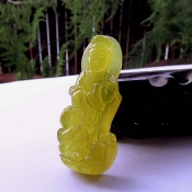 天然黃岫玉站像大觀音掛件
