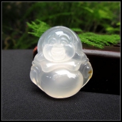 純天然冰種玉髓飽滿玉佛吊墜