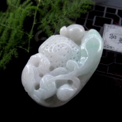 純天然緬甸a貨飄綠翡翠玉招財螃蟹橫財就手吉祥掛件