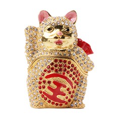 開光創(chuàng)意小禮品★合金鑲水鉆招財貓小擺件★精致裝飾送女士必備