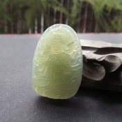 天然遼寧冰透岫巖玉本命佛大日如來掛件
