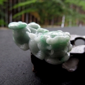 開光正品天然緬甸老坑a貨飄綠貔貅如意項墜掛件