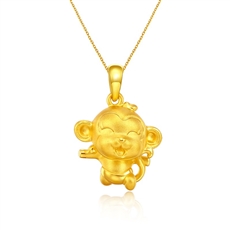 欢乐猴-3D足黄金吊坠