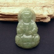 緬甸翡翠玉油青冰潤吉祥玉觀音掛件