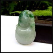 翡翠A貨冰底飄綠福祿如意花件