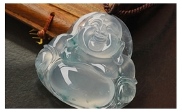 天然翡翠掛件--極品珍藏老坑玻璃種滿(mǎn)水飄藍(lán)花晶瑩剔透飽滿(mǎn)圓潤(rùn)精雕大肚彌勒佛