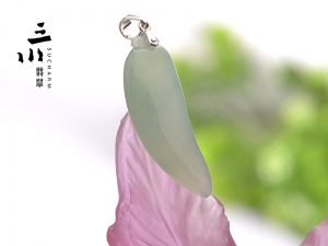 特價18k白金冰種天然A貨翡翠福祿壽喜吊墜