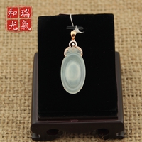 瑞氣和光翡翠a貨緬甸玉器掛件18K金鑲玉福在眼前冰種吊墜正品有證書包郵
