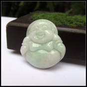 純天然緬甸a貨翡翠玉彌勒笑佛吊墜