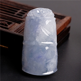 天然翡翠掛件--老坑冰糯種淺紫細膩均勻立體精雕節節高