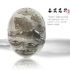 天然冰種黑曜石吊墜★生肖牛吉祥物★奮發高升掛墜★手工精雕旺財開運吉祥物