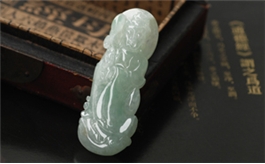天然翡翠掛件--老坑冰糯種淺綠瑩潤細膩雙面精雕觀音