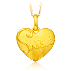 SweetLvoe心形足金黃金吊墜