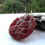 天然紅玉髓龍魚觀音吉祥保平安掛件