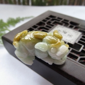 純天然緬甸A貨黃翡色翡翠玉貔貅吊墜